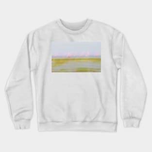 Pink and green hues nature abstract of pink flamingos in wetland Namibia. Crewneck Sweatshirt